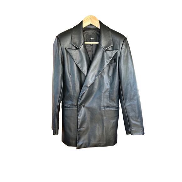 7 FOR ALL MANKIND Women's Black Faux Leather Jacket - Picture 2 of 8